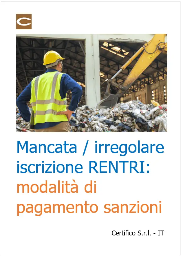 Mancata irregolare iscrizione RENTRI modalit&agrave; di pagamento sanzioni 